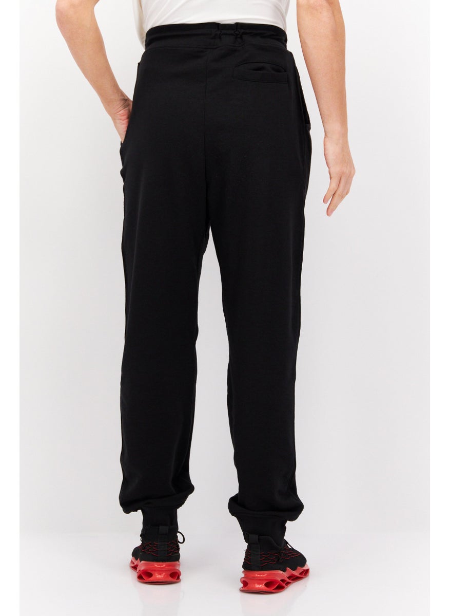 CROSSHATCH Men Regular Fit Embroidered Logo Jogger Pants, Black  - Image 4