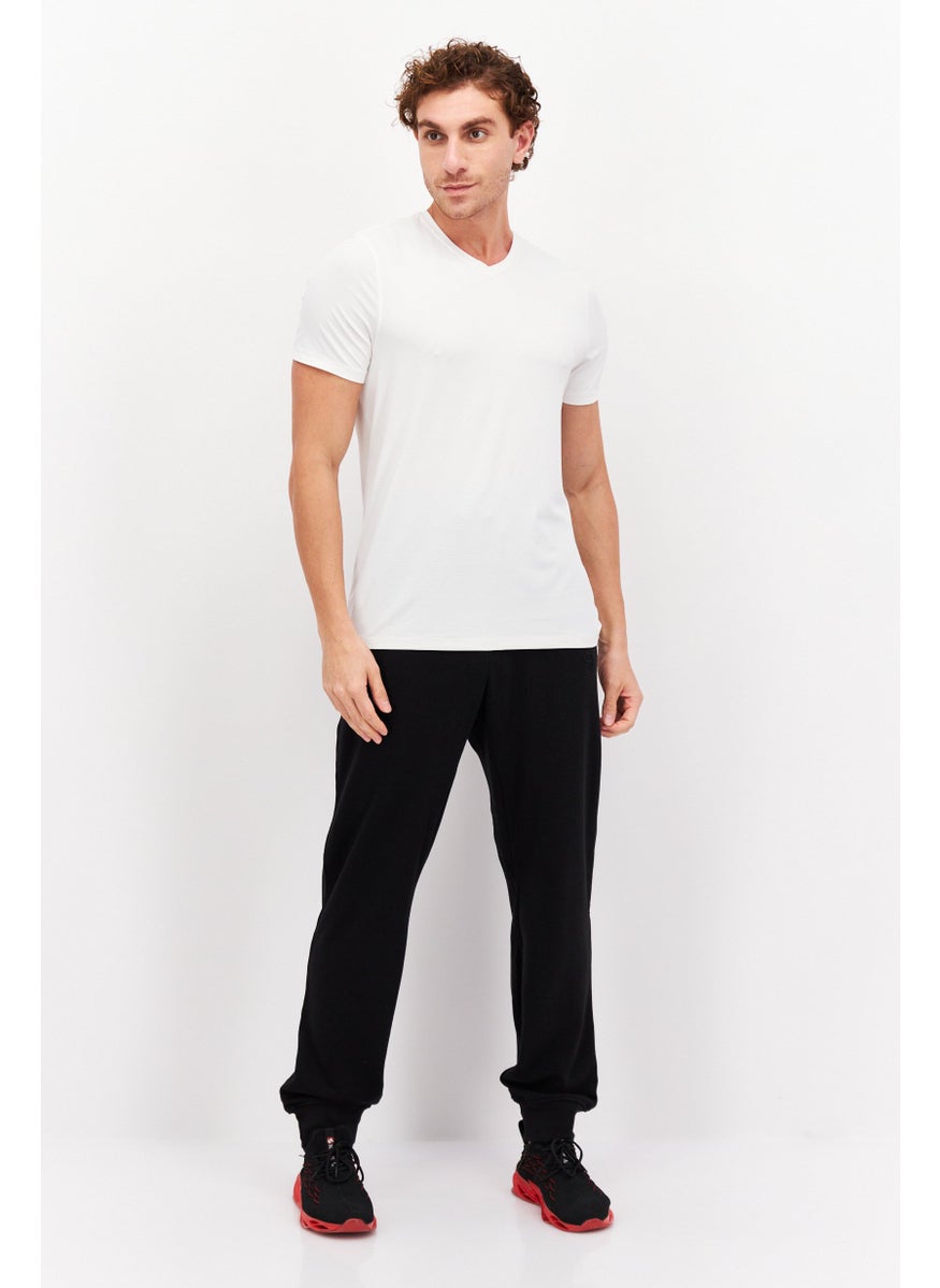 CROSSHATCH Men Regular Fit Embroidered Logo Jogger Pants, Black  - Image 3