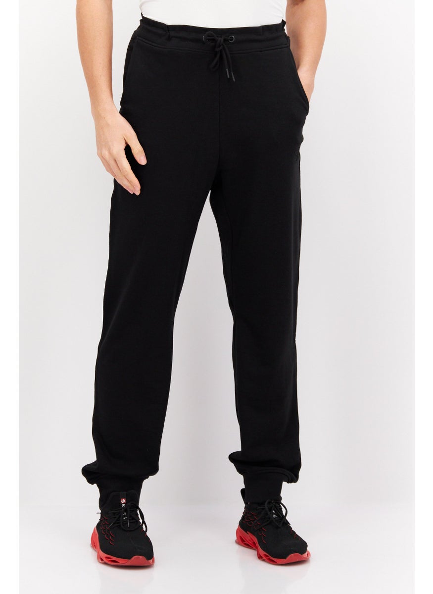 CROSSHATCH Men Regular Fit Embroidered Logo Jogger Pants, Black  - Image 1