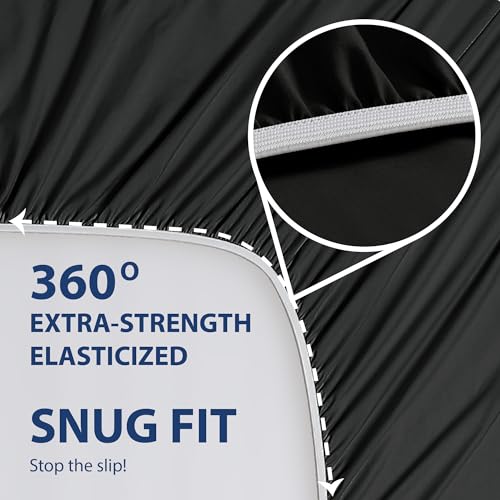 Cathay Home Luxury Wrinkle And Fade Resistant Double Brushed Ultra Soft Microfiber 14-inch Standard Pocket Single Fitted Sheet, Black, Full - Image 4