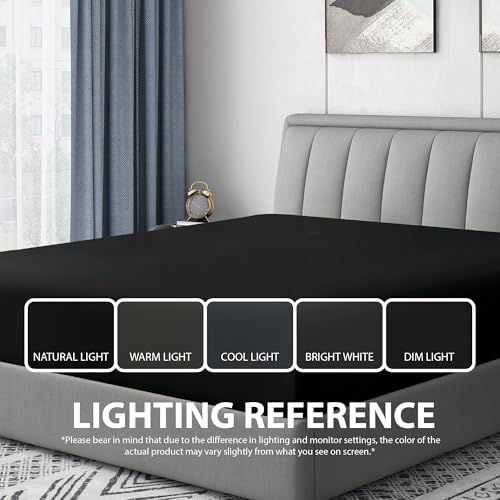 Cathay Home Luxury Wrinkle And Fade Resistant Double Brushed Ultra Soft Microfiber 14-inch Standard Pocket Single Fitted Sheet, Black, Full - Image 5