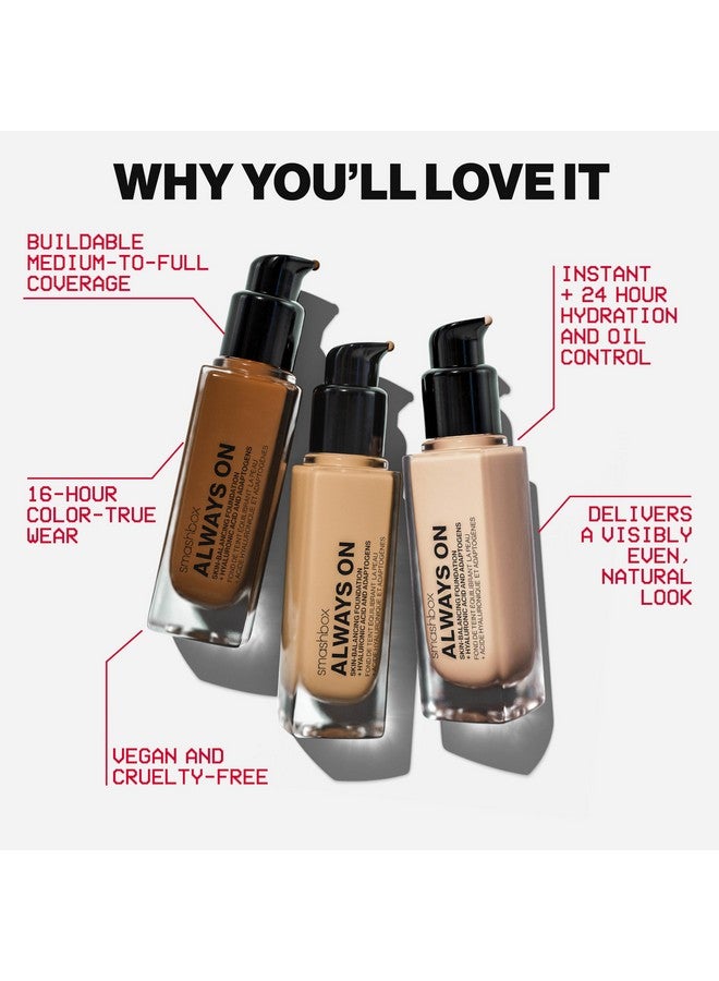 SmashBox Always On Foundation With Hyaluronic Acid|Medium-To-Full Coverage|Hydrating + Long Lasting, 1.01 Fl. Oz., L20O - Image 3