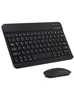 Ultra-Slim Bluetooth Keyboard and Mouse Combo Rechargeable Portable Wireless Keyboard Mouse Set for Apple iPad iPhone iOS 13 and Above Samsung Tablet Phone Smartphone Android Windows (Black)