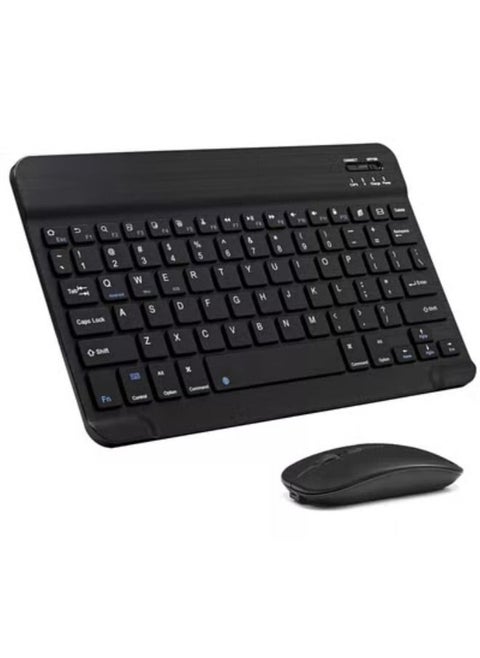 Ultra-Slim Bluetooth Keyboard and Mouse Combo Rechargeable Portable Wireless Keyboard Mouse Set for Apple iPad iPhone iOS 13 and Above Samsung Tablet Phone Smartphone Android Windows (Black)