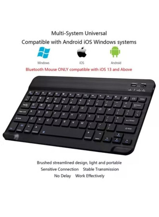 ACLIX - Ultra-Slim Bluetooth Keyboard and Mouse Combo Rechargeable Portable Wireless Keyboard Mouse Set for Apple iPad iPhone iOS 13 and Above Samsung Tablet Phone Smartphone Android Windows (Black) - Image 1