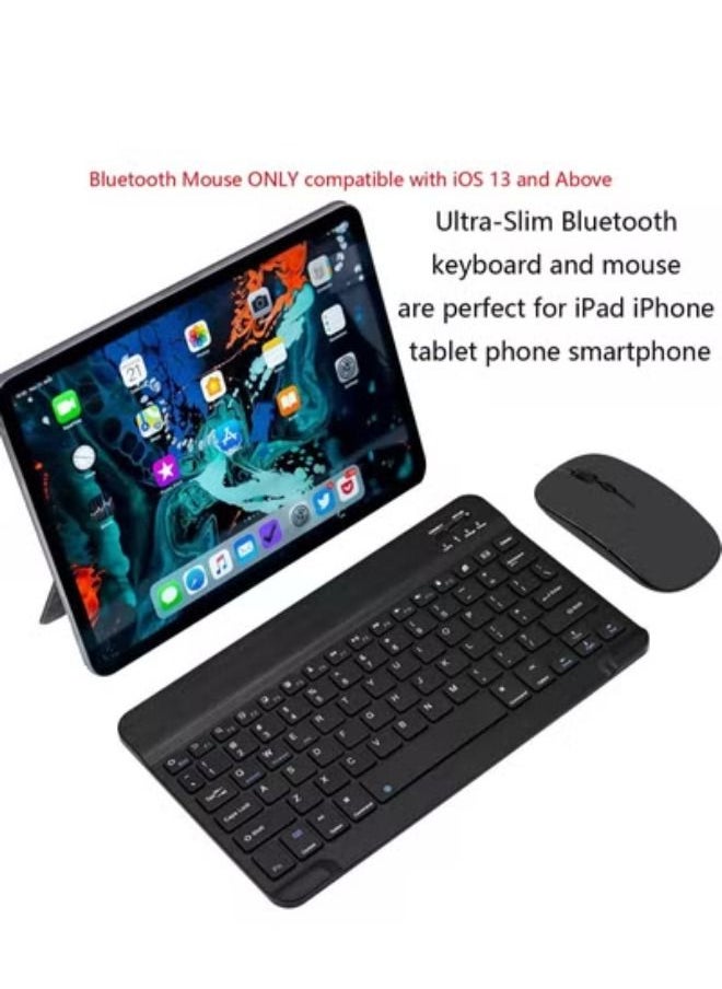 ACLIX - Ultra-Slim Bluetooth Keyboard and Mouse Combo Rechargeable Portable Wireless Keyboard Mouse Set for Apple iPad iPhone iOS 13 and Above Samsung Tablet Phone Smartphone Android Windows (Black) - Image 1