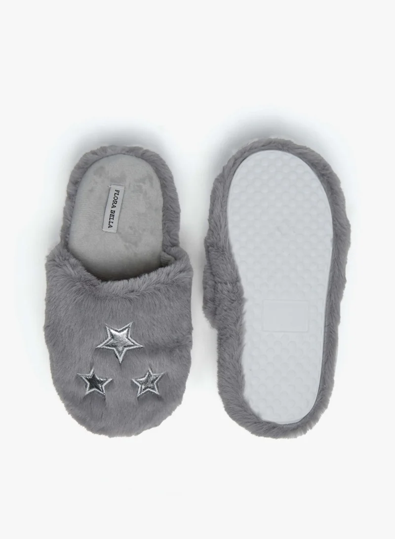 فلورا بيلا من شو إكسبرس Girls Star Embroidered Slip On Bedroom Mules By Shoexpress