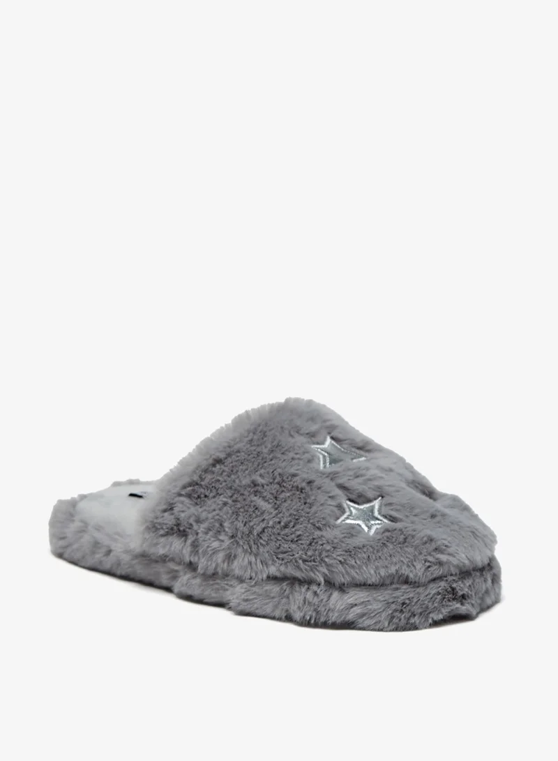 فلورا بيلا من شو إكسبرس Girls Star Embroidered Slip On Bedroom Mules By Shoexpress