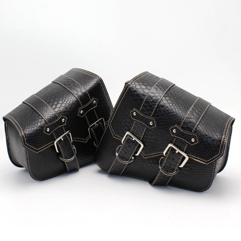 Generic Motorcycle Bag Harley Motorcycle Side Bag PU Side Hanging Bag Harley Prince Triangle Bag Tool Knight Bag black crocodile pattern