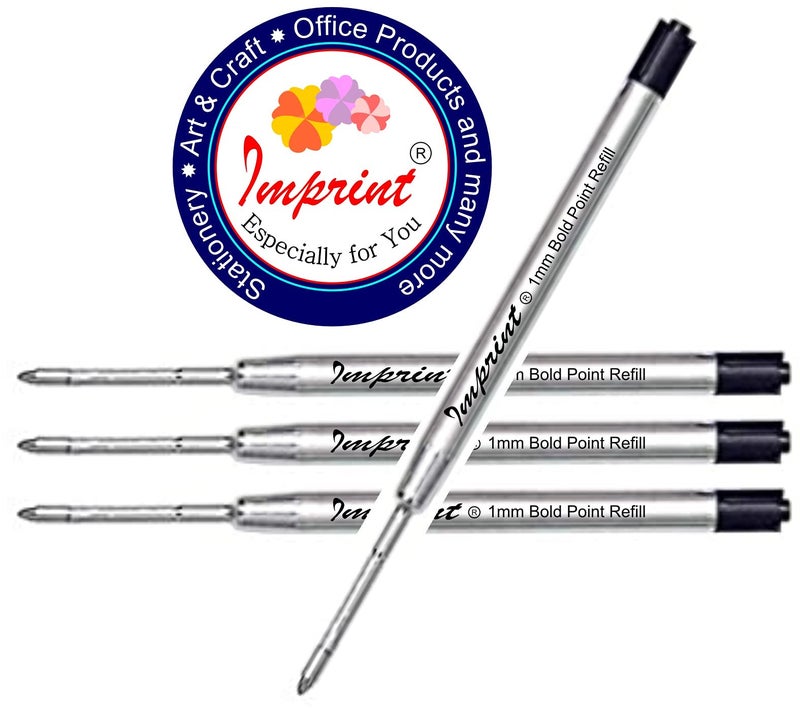 IMPRINT Ball Pen Refills | 1 MM(Bold Point) Point | Metal Body | Standard Size | Pack of 4 | Black Ink - Image 2