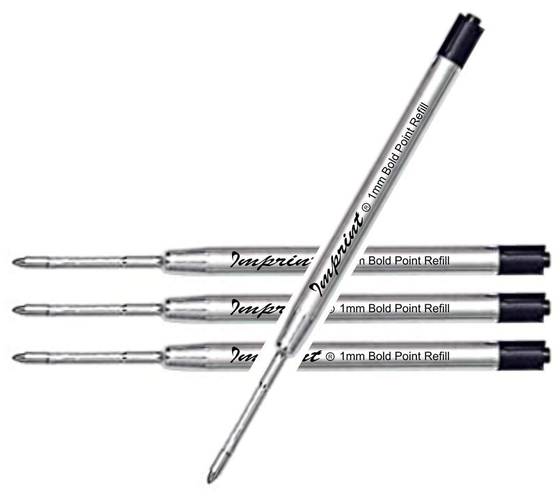 IMPRINT Ball Pen Refills | 1 MM(Bold Point) Point | Metal Body | Standard Size | Pack of 4 | Black Ink - Image 1