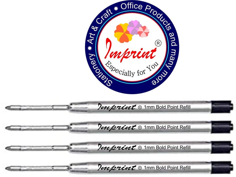 IMPRINT Ball Pen Refills | 1 MM(Bold Point) Point | Metal Body | Standard Size | Pack of 4 | Black Ink - Image 4