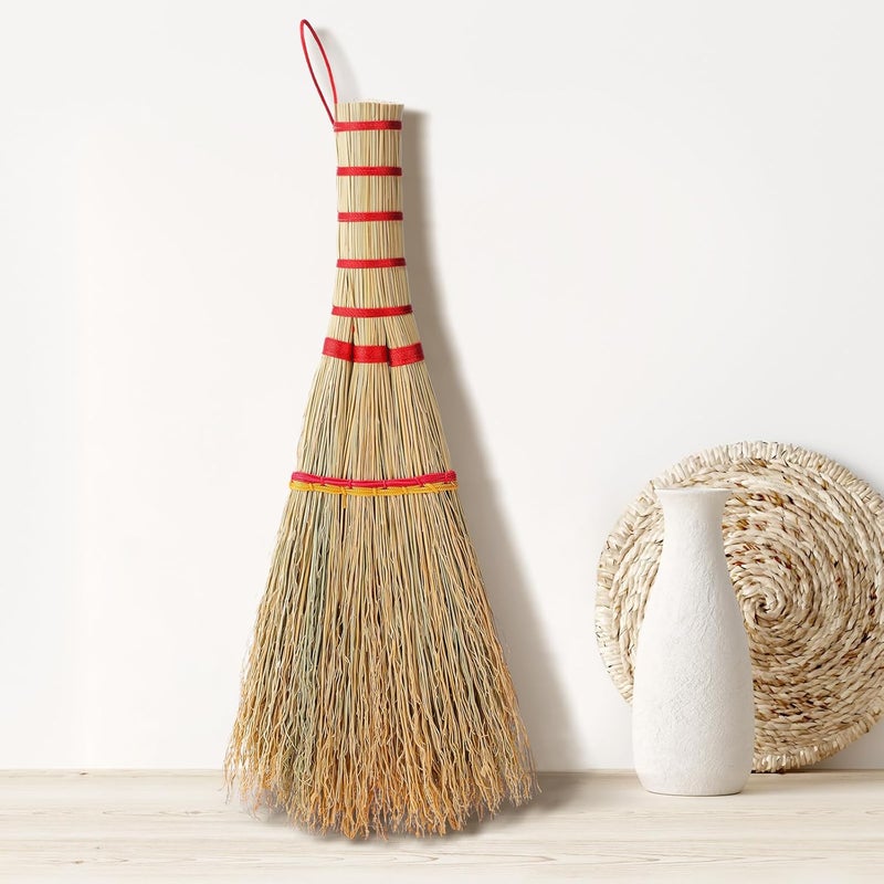 Suclain 2 Pcs Small Corn Whisk Brush Broom 100% Handmade 12 Inch Handheld Brush Whisks Natural Corn Short of Asian Whisk Broom with Nylon Thread Handle for Household Sweeping Indoor Outdoor(Style A) - Image 4