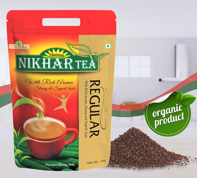 Nikhar Tea Regular Rich Aroma, Strong & Superb Chai Patti (1 Kg, Pouch) - Image 3
