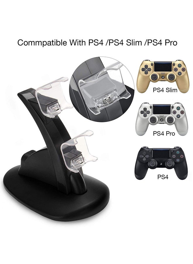 Dual Charger With UEB Dock Station Stand For Playstation 4 Black/Clear  - Image 3