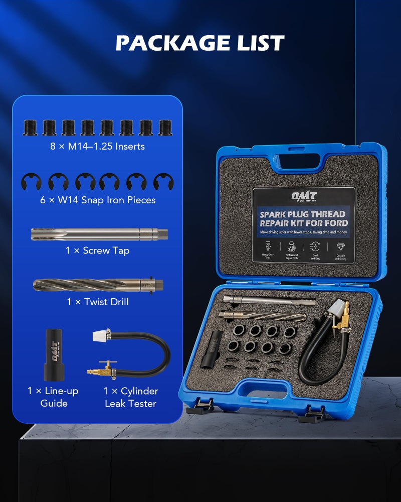 Orion Motor Tech 38900 Two Valve Ford Triton Tool Kit, Spark Plug Thread Repair Kit with M14-1.25 Inserts, Foolproof Repair System Fits 1996-2003 Ford Triton 4.6L 5.4L 6.8L V10 Two Valve Engines - Image 3
