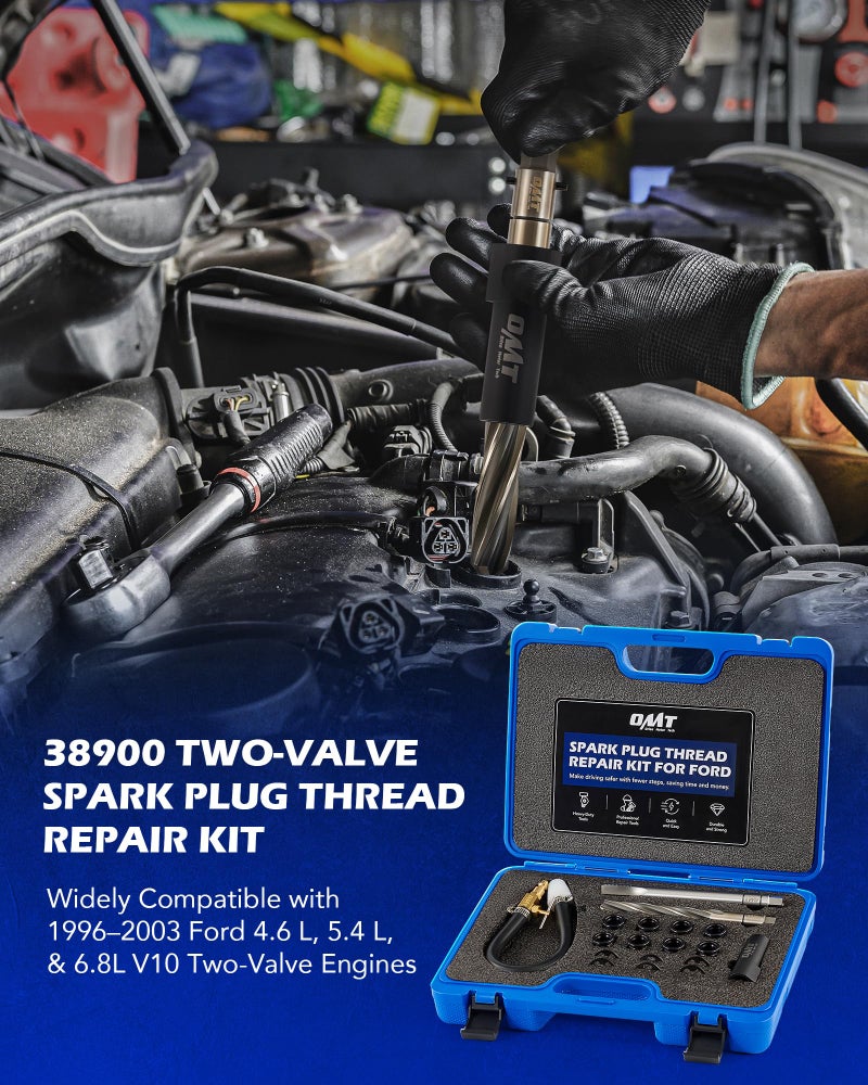 Orion Motor Tech 38900 Two Valve Ford Triton Tool Kit, Spark Plug Thread Repair Kit with M14-1.25 Inserts, Foolproof Repair System Fits 1996-2003 Ford Triton 4.6L 5.4L 6.8L V10 Two Valve Engines - Image 2