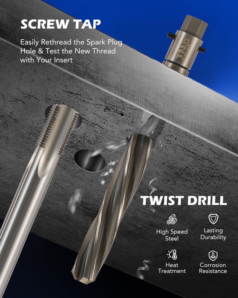 Orion Motor Tech 38900 Two Valve Ford Triton Tool Kit, Spark Plug Thread Repair Kit with M14-1.25 Inserts, Foolproof Repair System Fits 1996-2003 Ford Triton 4.6L 5.4L 6.8L V10 Two Valve Engines - Image 4