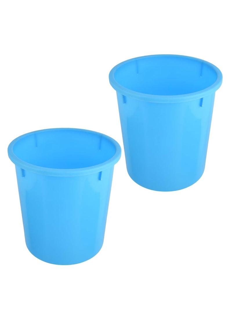 Urbane Home Urbane Home Dustbin Open Dustbin Plastic Garbage Dustbin Dustbin for Kitchen Dustbin for Bathroom Office Dustbin Plain Sada Dustbin 5 LTR Pack of 2 Light Blue  - Image 1