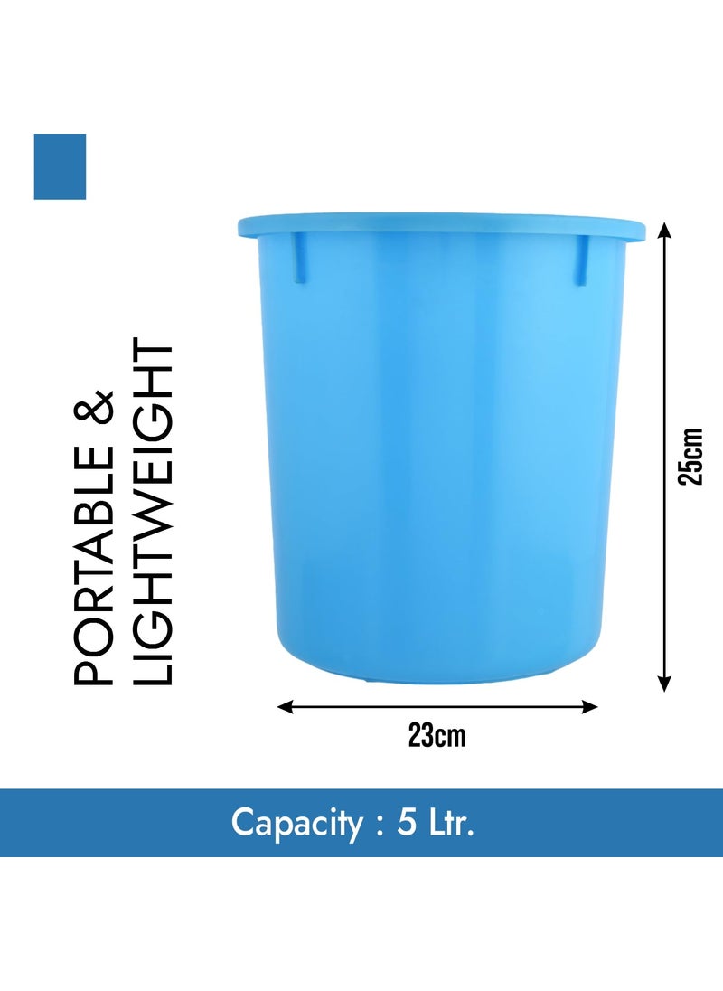 Urbane Home Urbane Home Dustbin Open Dustbin Plastic Garbage Dustbin Dustbin for Kitchen Dustbin for Bathroom Office Dustbin Plain Sada Dustbin 5 LTR Pack of 2 Light Blue  - Image 3