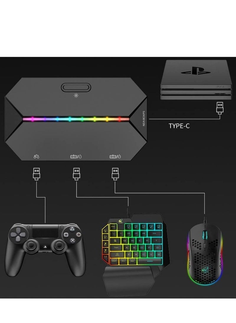 Y&D - DMG Mouse Keyboard Converter, TYPE-C USB and LED Adapter, Converter for PS4, Xbox One, 360, Nintendo Switch, PS3(Black) - Image 1