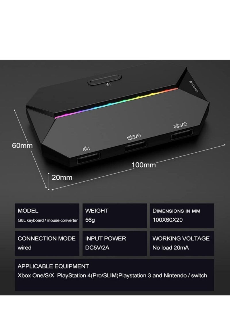 Y&D - DMG Mouse Keyboard Converter, TYPE-C USB and LED Adapter, Converter for PS4, Xbox One, 360, Nintendo Switch, PS3(Black) - Image 1