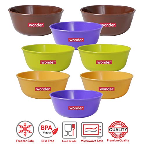 Wonder Prime Sigma 300 Microwave Safe Multipurpose Plastic Bowl Set 8 PC Mixing Bowl 300 ml Yellow Red Violet Green Color - Image 4