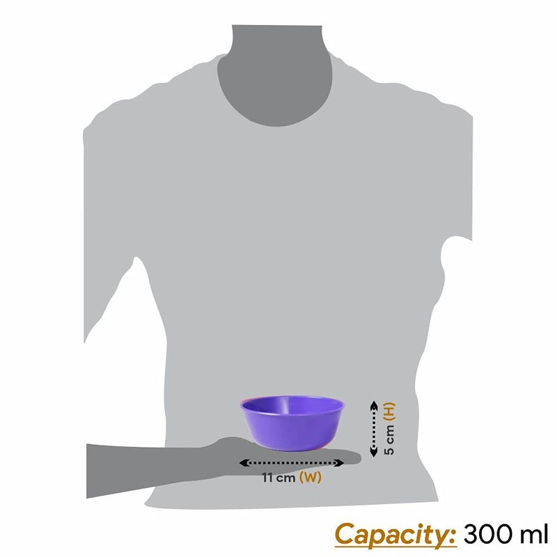Wonder Prime Sigma 300 Microwave Safe Multipurpose Plastic Bowl Set 8 PC Mixing Bowl 300 ml Yellow Red Violet Green Color - Image 3
