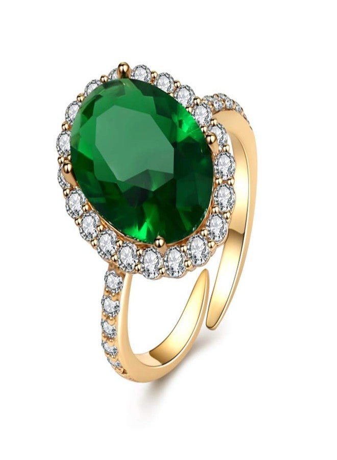 Artilady Cz Emerald Rings for Women - Simulated Emerald Solstice Ring AAAA Cubic Zirconia Open Band Rings, Adjustable for US 5-9 - Image 1