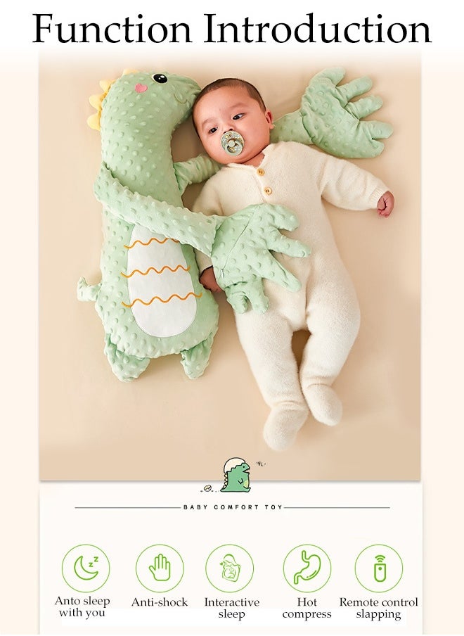 DUNISO Baby Soothing Palm, Hold The Baby To Sleep And Lie Down To Prevent Fright, Hold The Baby To Sleep And Pat The Buttocks To Soothe The Pillow, Soothing Palm Automatic Hand Pillow Remote Control - Simulate The Mother's Palm, Toddler Anti-Fright Children Patting Toys To Help Sleep Green Little Dinosaur Model  - Image 3