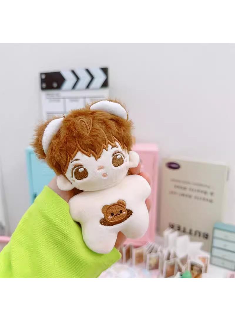 Cute Cotton Doll Star Body Mini Doll Figure Plush Toy For Kids Gifts Brown Hair - B 10Cm