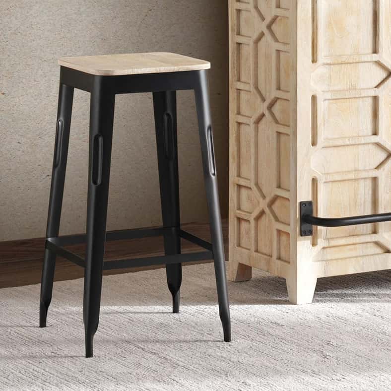 Pan Home كونتر بار ليزا مع 2 كراسي - أبيض وأسود - Image 4