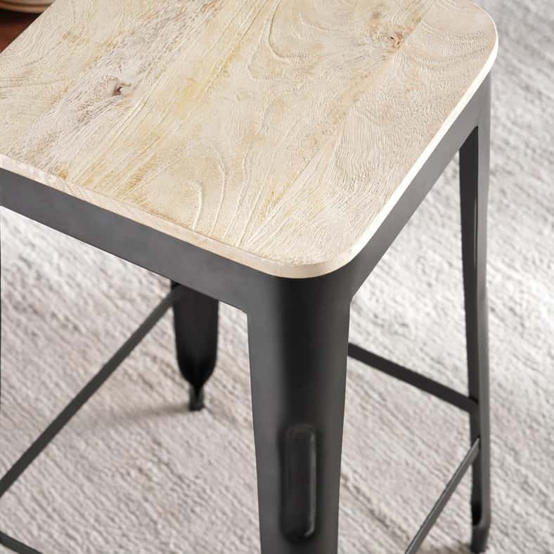 Pan Home كونتر بار ليزا مع 2 كراسي - أبيض وأسود - Image 5