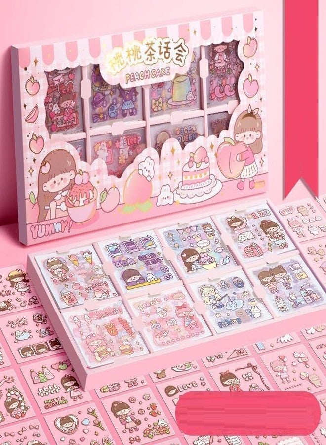2HEET 200-Piece Cute Washi Sticker Set for Kids - Adorable Kawaii Doll & Bear Designs, Waterproof, Easy to Apply, Versatile for Projects, Journals, Scrapbooking, and DIY Crafts - Image 1