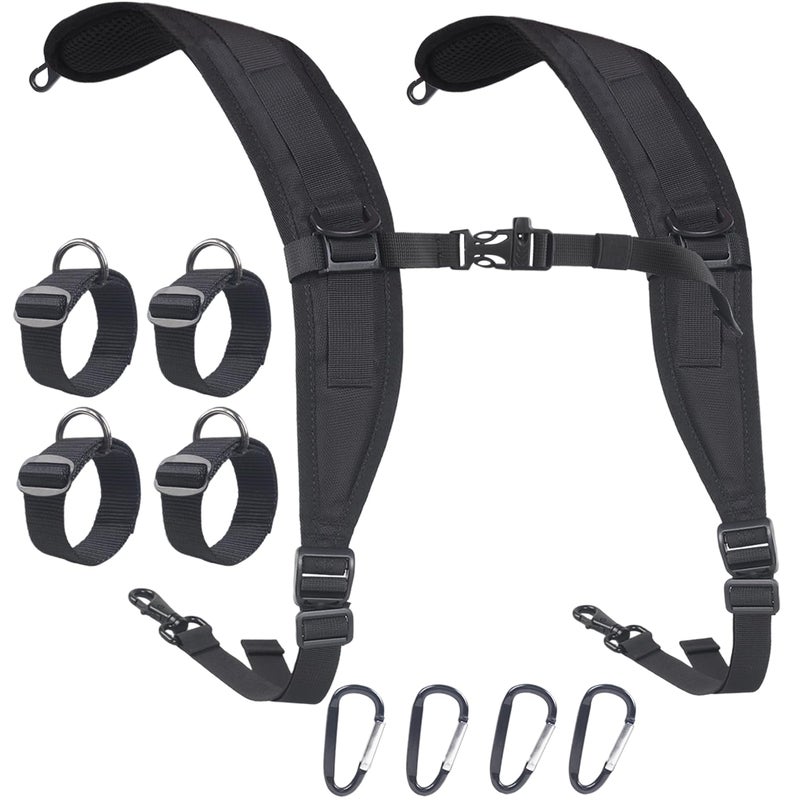 XTACER Multi-Purpose Backpack Straps, Adjustable Rucksack Shoulder Strap for bags strap Replacement Padded Strap Adjustable with Heavy Meta Hooks (Black) - Image 1