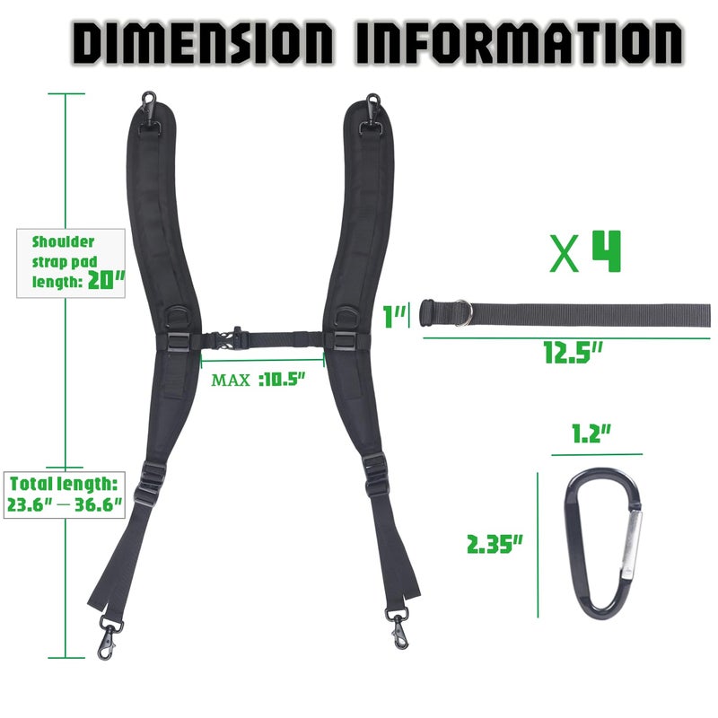 XTACER Multi-Purpose Backpack Straps, Adjustable Rucksack Shoulder Strap for bags strap Replacement Padded Strap Adjustable with Heavy Meta Hooks (Black) - Image 3