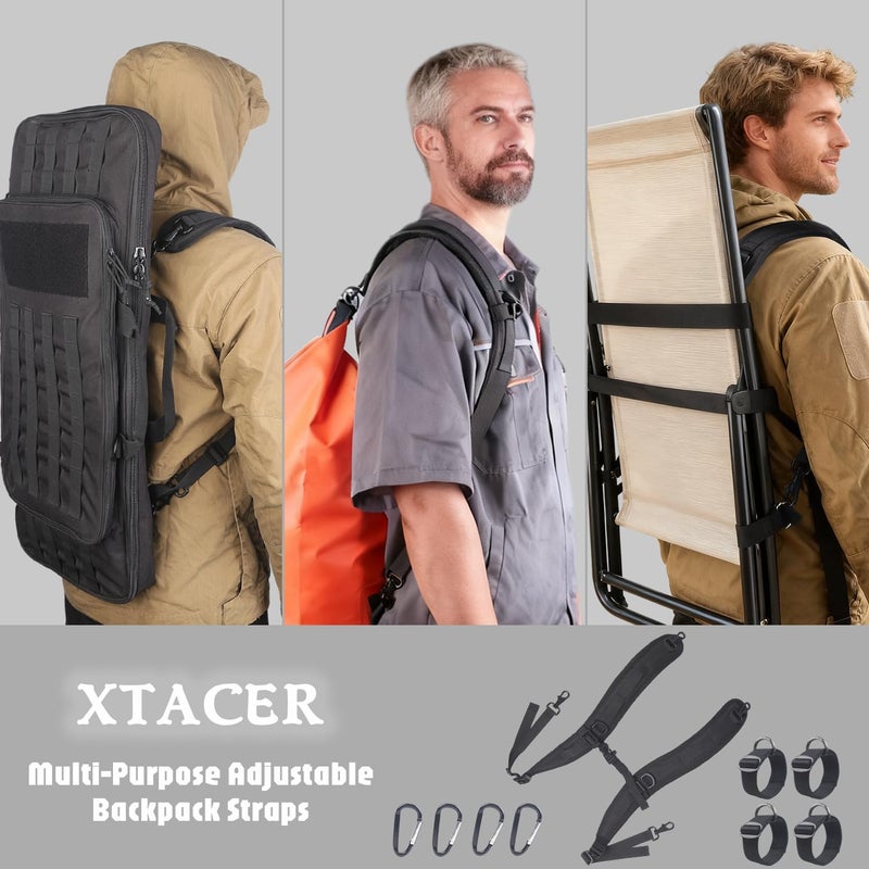 XTACER Multi-Purpose Backpack Straps, Adjustable Rucksack Shoulder Strap for bags strap Replacement Padded Strap Adjustable with Heavy Meta Hooks (Black) - Image 2