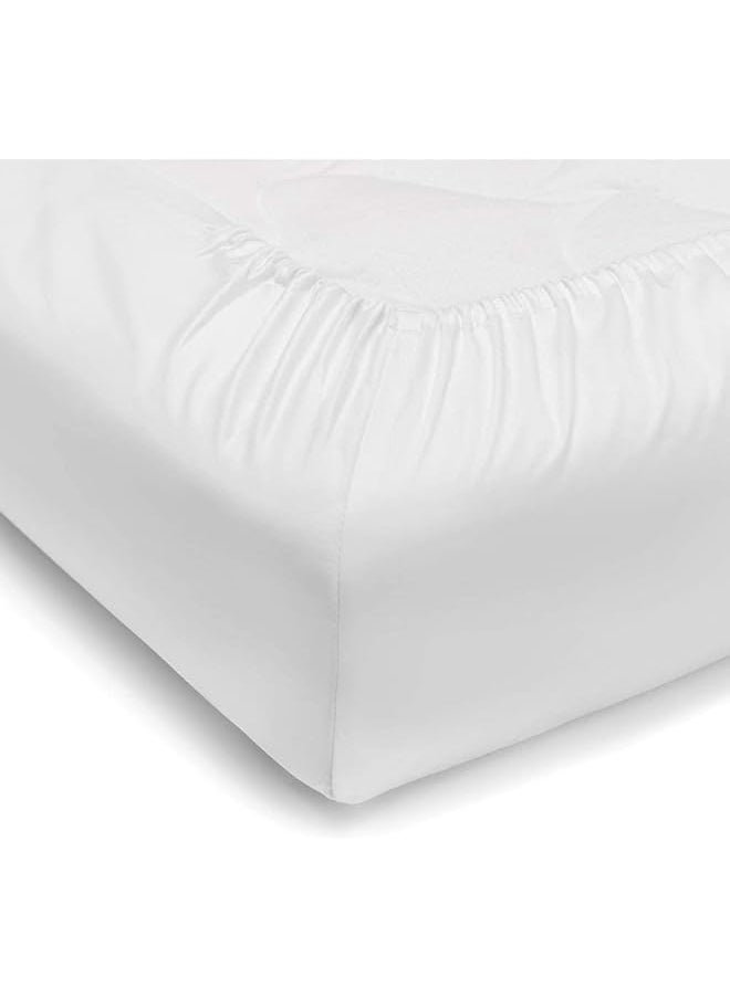 Hotel Linen Klub Twin Fitted Sheet 1Pc 100 Percent Cotton 300Tc Sateen Plain Size: 100X200+25Cm White  - Image 4