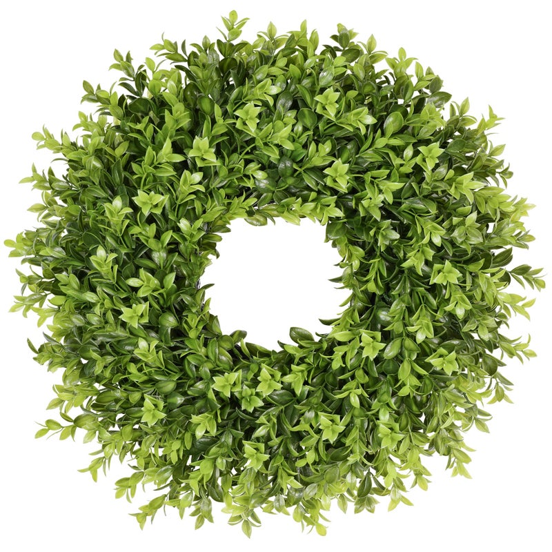 Vlorart 20 Inch Boxwood Wreaths Front Door Artificial Spring Wreath, Year Round Wall Hanging Window Wedding Decor - Image 1