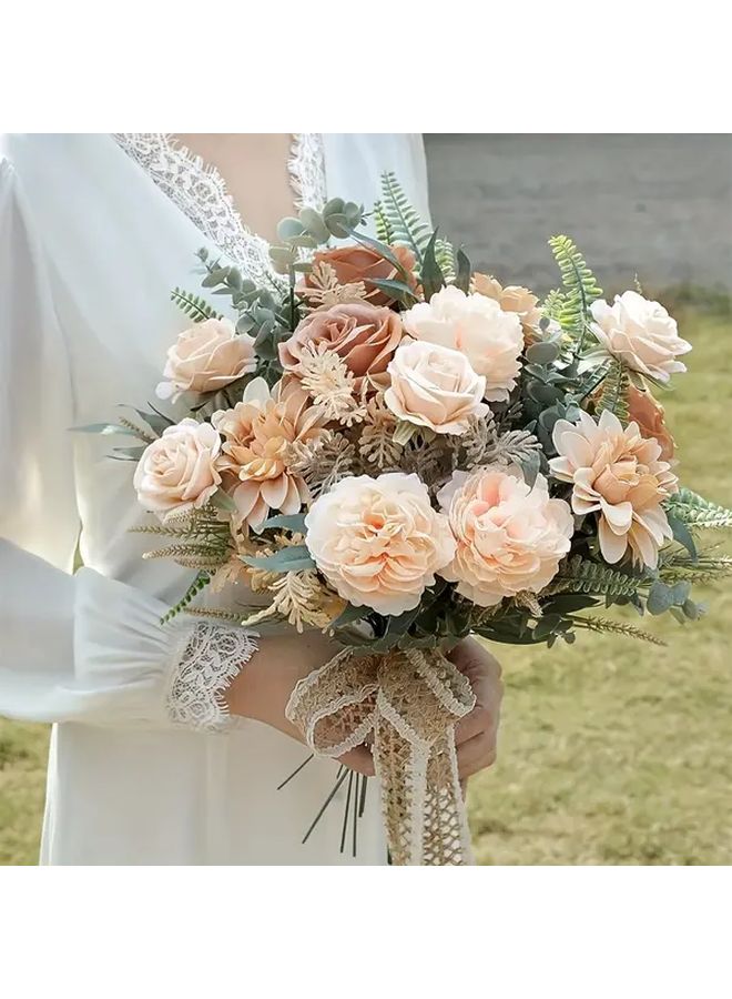 باقة ورد بلو أند وايت شامبيان الاصطناعية للزينة في حفلات الزفاف وديكور سنتربيس DIY - Image 2