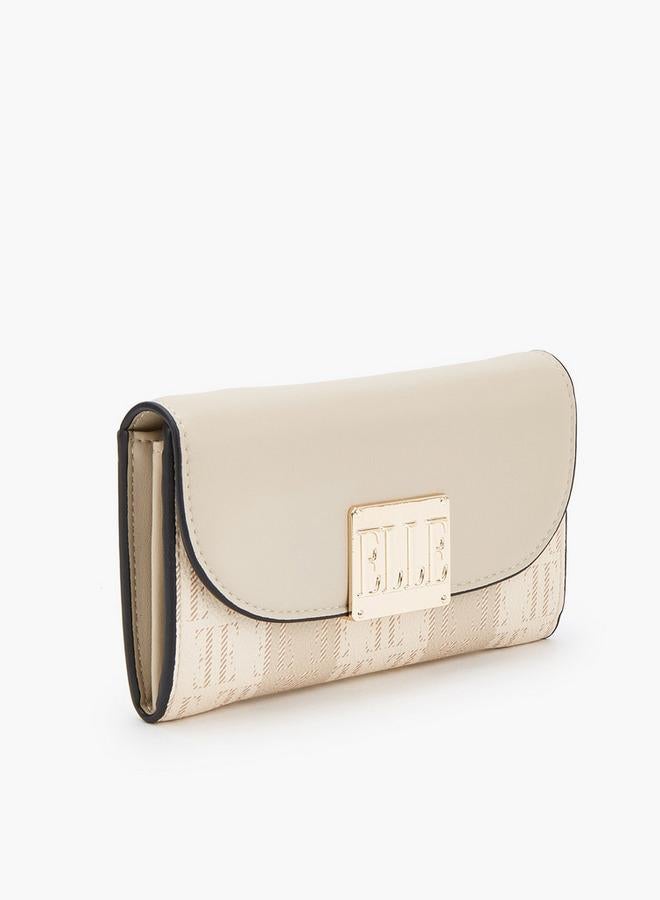 ELLE Monogram Print Wallet with Magnetic Closure - Image 2