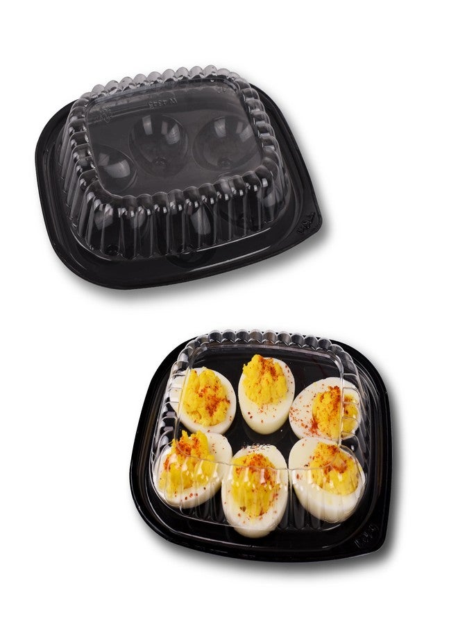 Gorander Plastic Deviled Egg Food Tray Six Egg Halves with Disposable Clear Lid - Deviled Egg Containers with Lid (12 Trays and 12 Lids) - Image 1