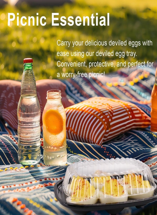 Gorander Plastic Deviled Egg Food Tray Six Egg Halves with Disposable Clear Lid - Deviled Egg Containers with Lid (12 Trays and 12 Lids) - Image 5