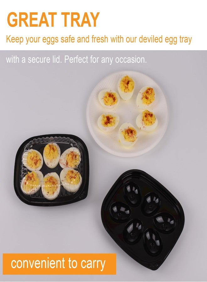 Gorander Plastic Deviled Egg Food Tray Six Egg Halves with Disposable Clear Lid - Deviled Egg Containers with Lid (12 Trays and 12 Lids) - Image 4