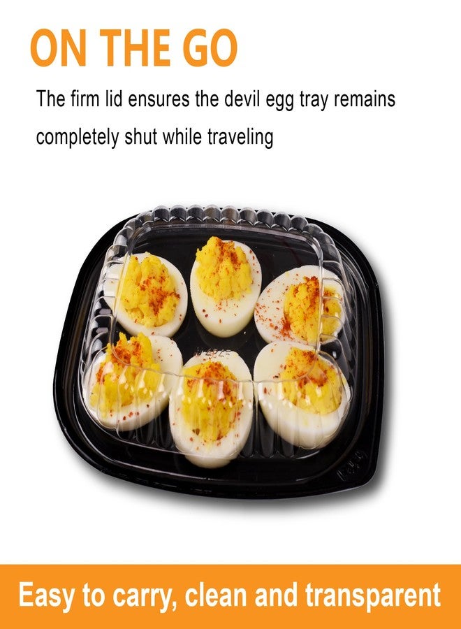 Gorander Plastic Deviled Egg Food Tray Six Egg Halves with Disposable Clear Lid - Deviled Egg Containers with Lid (12 Trays and 12 Lids) - Image 3