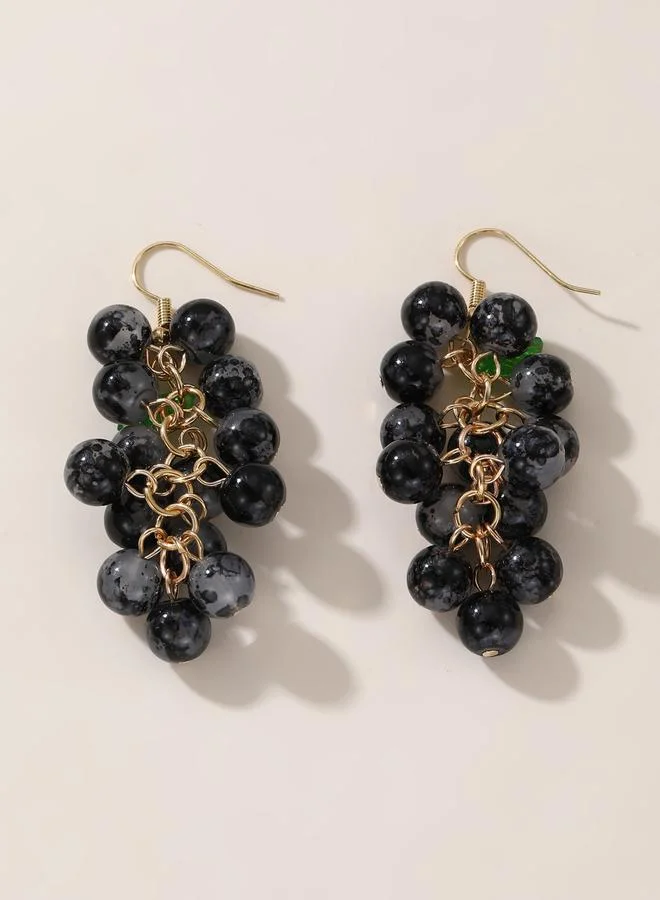 Take Two Black Grape-Shaped Drop Earrings