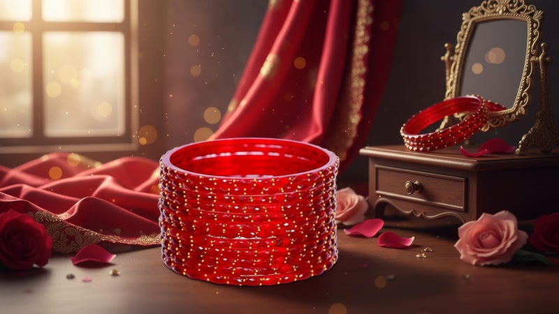 JD'Z COLLECTION Plain and Glossy Finished Raindrop Glass Bangles Set for Women & Girls | Traditional Ethnic Chudi for Wedding, Party & Regular- Set of 12 Pcs | Multiple Colours | Wedding Jewelry Bangles for Women (Red, 2.6 (Inner Dia-2.37")) - Image 2