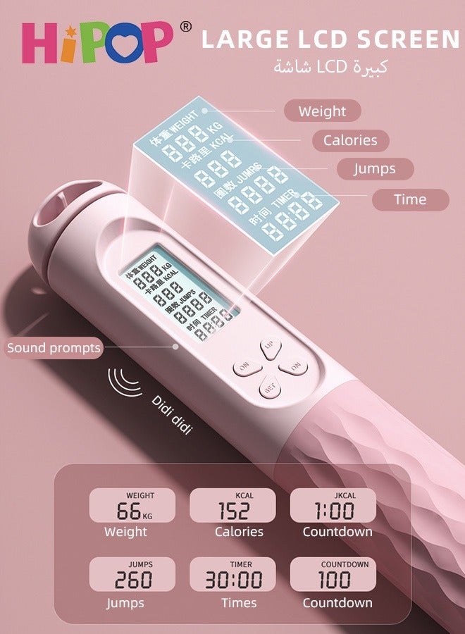 HIPOP Digital Jump Rope, Adjustable Skipping Rope with Large Weighted Balls, Anti-Slip Handles, LCD Display for Counting, Timing, Calories, Two Ropeless & Rope Modes for Men, Women & Kids Workouts - Image 3