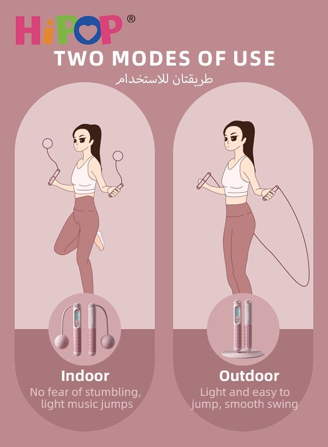 HIPOP Digital Jump Rope, Adjustable Skipping Rope with Large Weighted Balls, Anti-Slip Handles, LCD Display for Counting, Timing, Calories, Two Ropeless & Rope Modes for Men, Women & Kids Workouts - Image 5