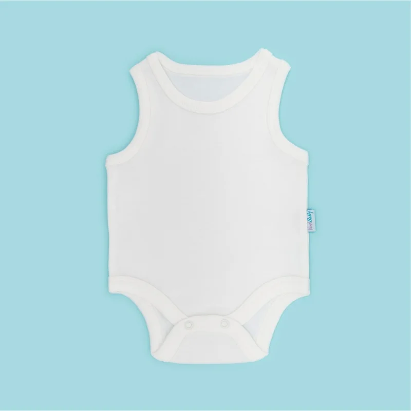 نوفيبيبي 3-Piece Baby Athlete Bodysuit + 3-Piece Body Extension Apparatus with Snap Fasteners Ecru 100% Cotton 6-9 Months